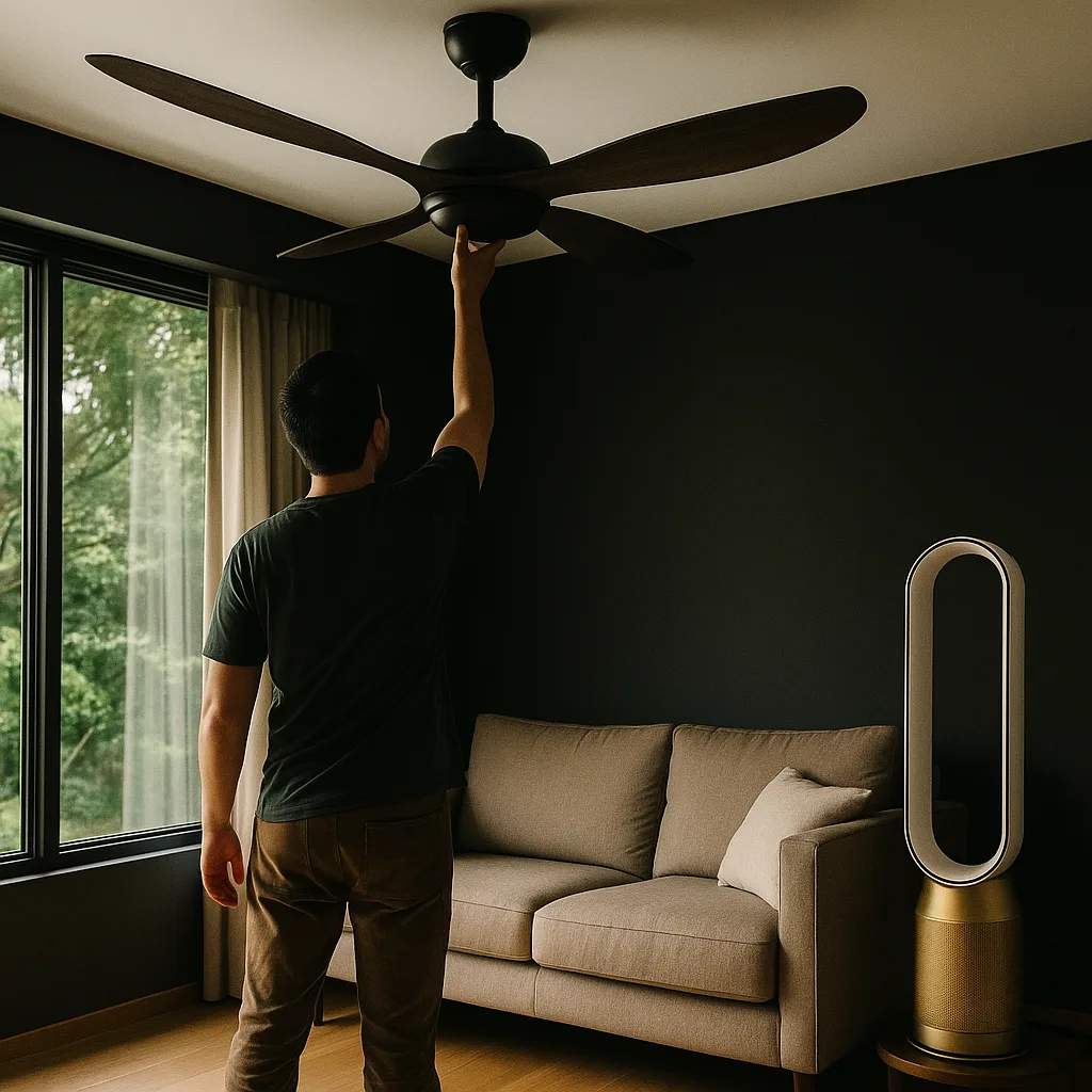 Flaire bladeless fan — premium product on plinth
