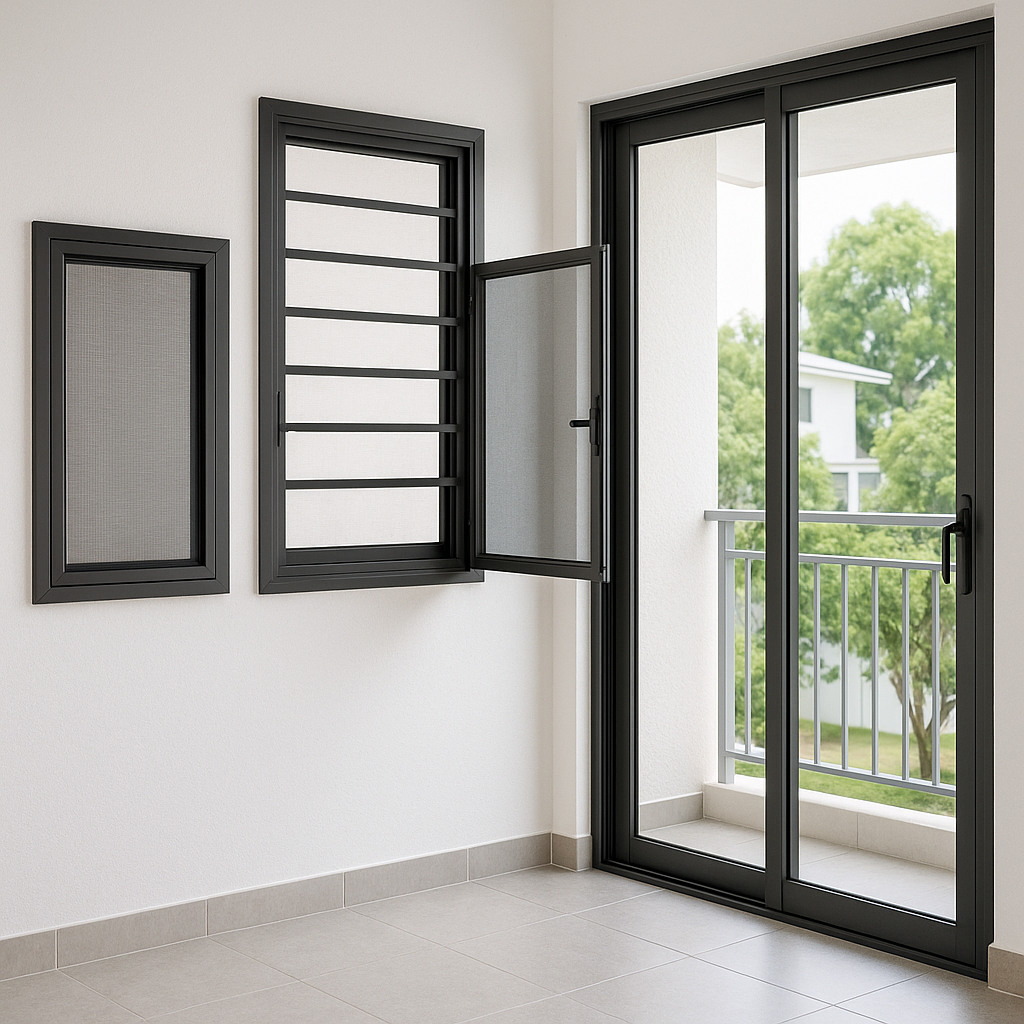Magnetic insect screen installed on HDB casement window